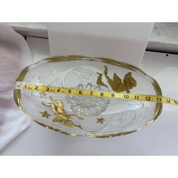 Vintage Gold-Angel Embossed Clear Glass Bowl With Star Accents - Picture 6 of 7
